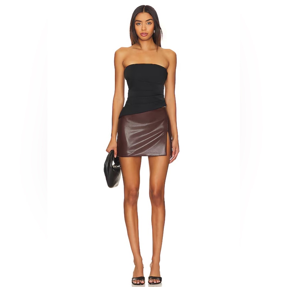 x Rachel Ana Faux Leather Skirt in Pecan Brown
Lovers and Friends